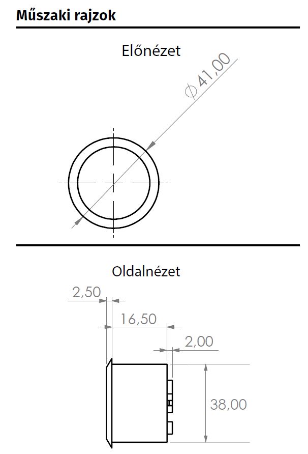 SI-18 kzelts rzkeny LED gyrs nyomgomb kapcsol mretek